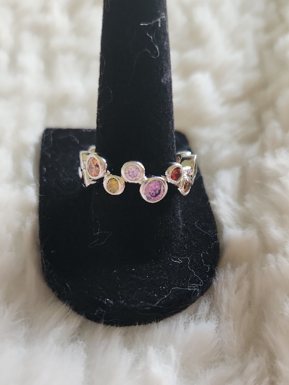 Brand New Silver Multi-Color Gemstone Ring Women's Size 8 - Picture 5 of 7